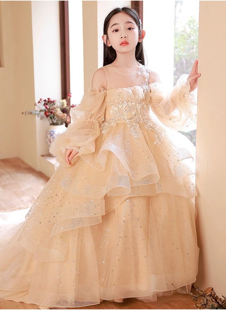 Children's Evening Dress, High-End Princess Dress, High-End Piano Performance Costume