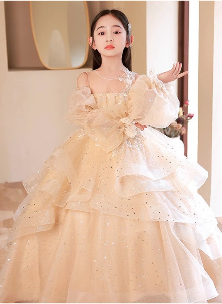 Children's Evening Dress, High-End Princess Dress, High-End Piano Performance Costume