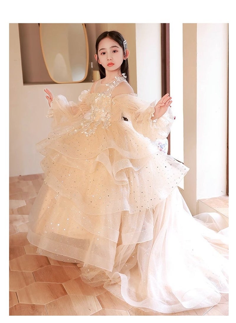 Children's Evening Dress, High-End Princess Dress, High-End Piano Performance Costume