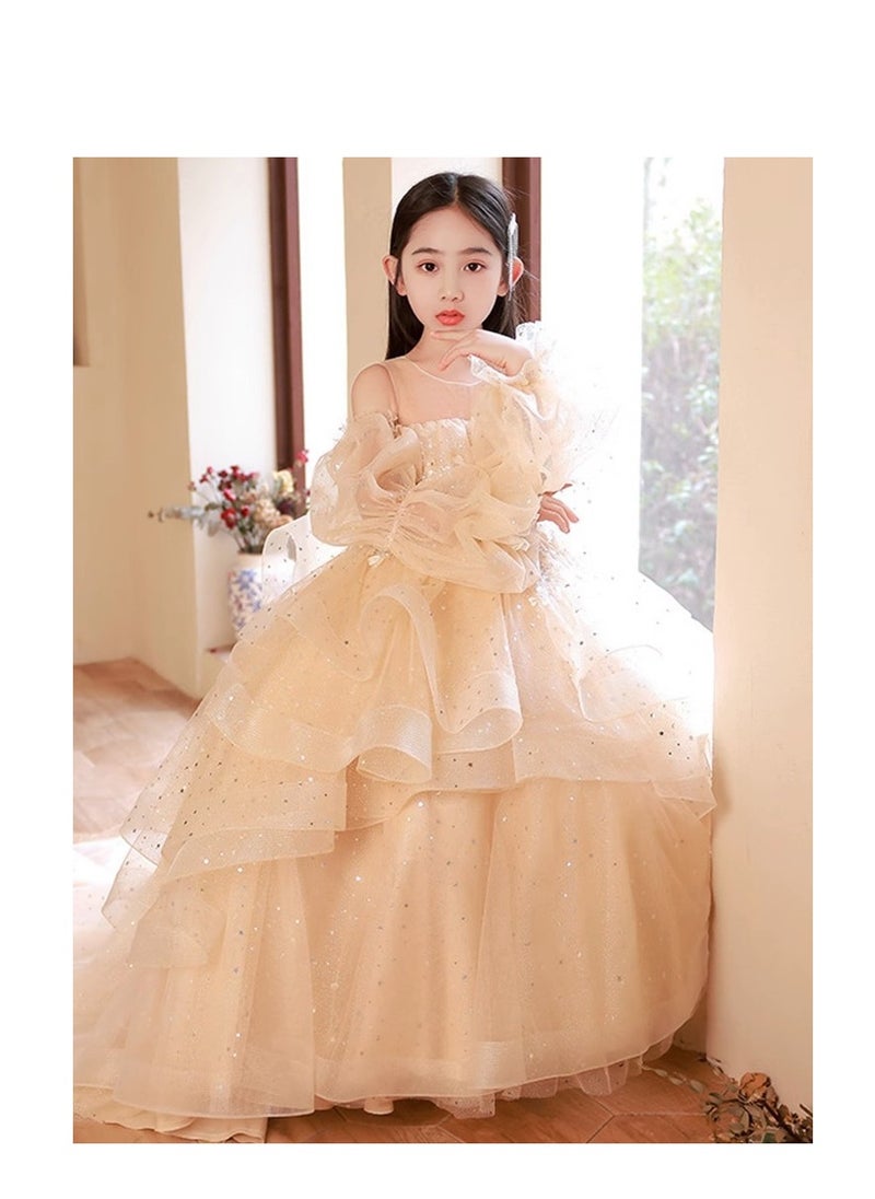 Children's Evening Dress, High-End Princess Dress, High-End Piano Performance Costume