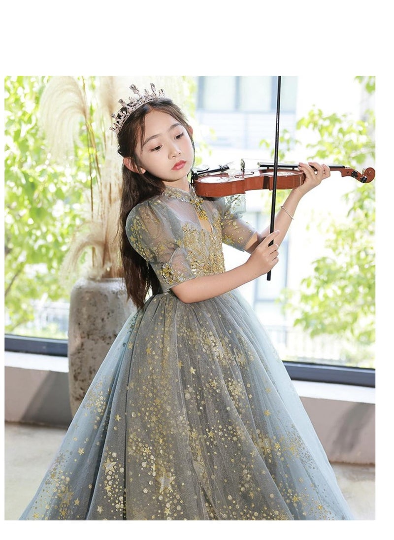 Children's Evening Dress, High-End Princess Dress, High-End Piano Performance Costume