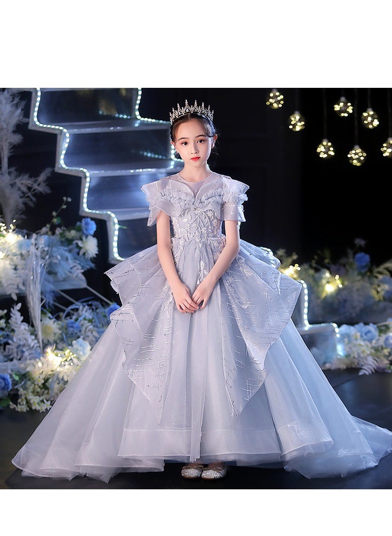 Children's Dress With TrailingLace Bow Princess Skirt(Qidi style)