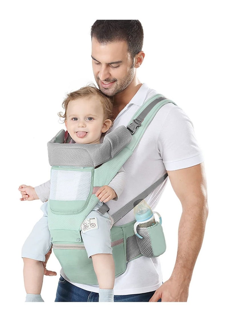 Baby Carrier Ergonomic Infant Carrier with Hip Seat Kangaroo Bag Soft Baby Carrier Newborn to Toddler 7-66lbs Front and Back Baby Holder Carrier for Men Dad Mom