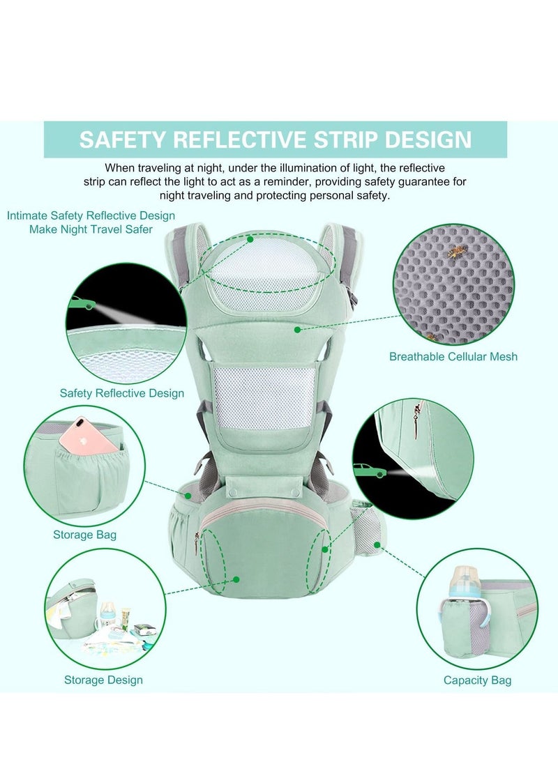 Baby Carrier Ergonomic Infant Carrier with Hip Seat Kangaroo Bag Soft Baby Carrier Newborn to Toddler 7-66lbs Front and Back Baby Holder Carrier for Men Dad Mom