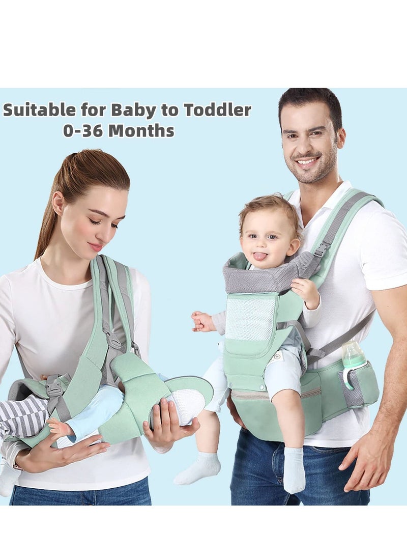 Baby Carrier Ergonomic Infant Carrier with Hip Seat Kangaroo Bag Soft Baby Carrier Newborn to Toddler 7-66lbs Front and Back Baby Holder Carrier for Men Dad Mom