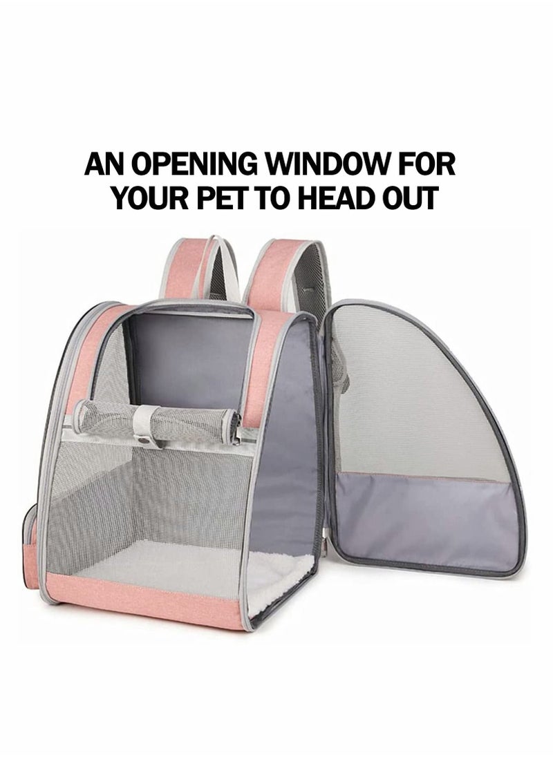 Pet Carrier Backpack for Dogs and Cats, Spacious Foldable Fully Ventilated Mesh Portable Transport Bag Breathable Transparent Airline Approved Designed