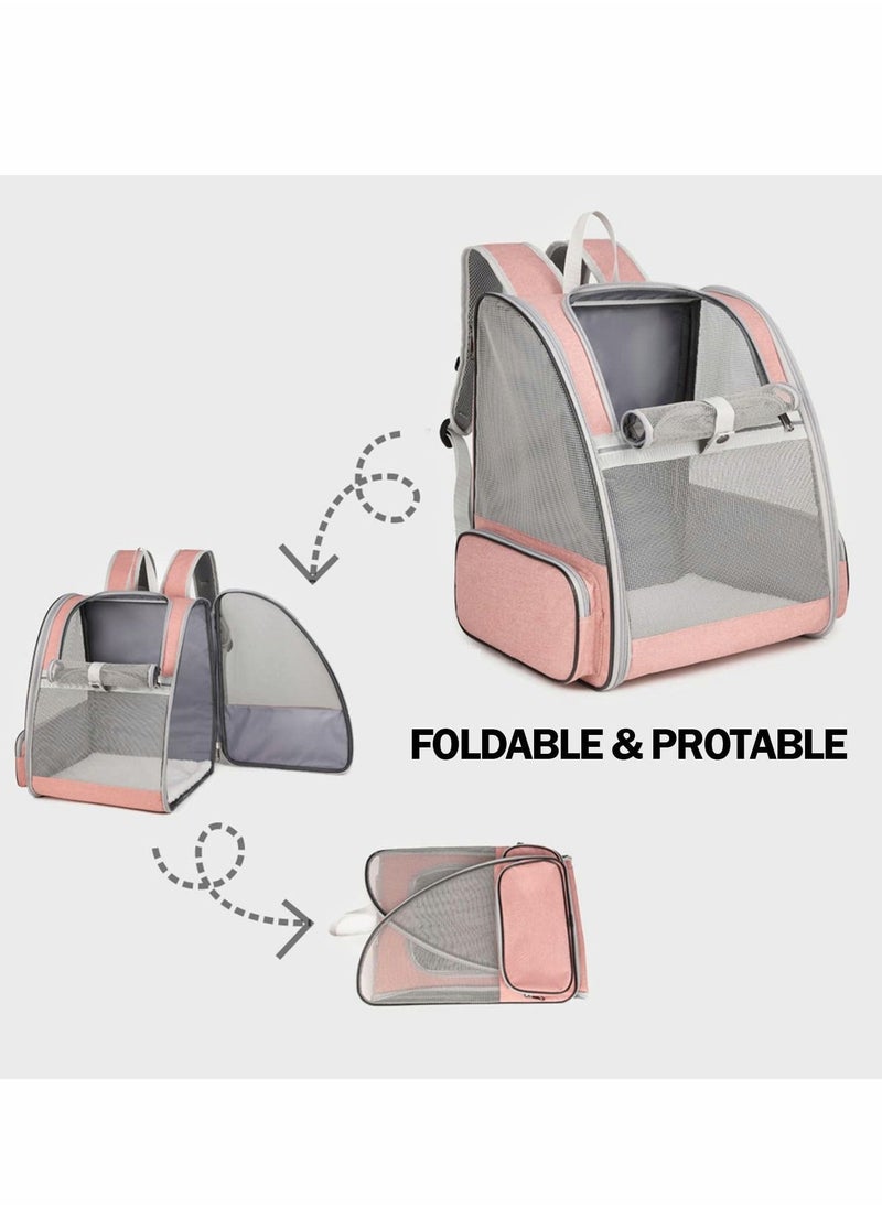 Pet Carrier Backpack for Dogs and Cats, Spacious Foldable Fully Ventilated Mesh Portable Transport Bag Breathable Transparent Airline Approved Designed