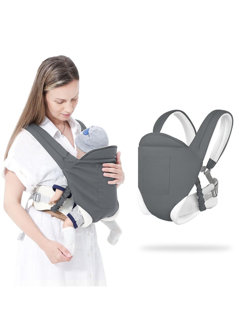 Baby Sling Carrier, Adjustable Breathable Baby Carrier from Newborn to Toddler, Infant Hip Seat Nursing Sling Wrap, Supports 7-45 Lbs, Grey