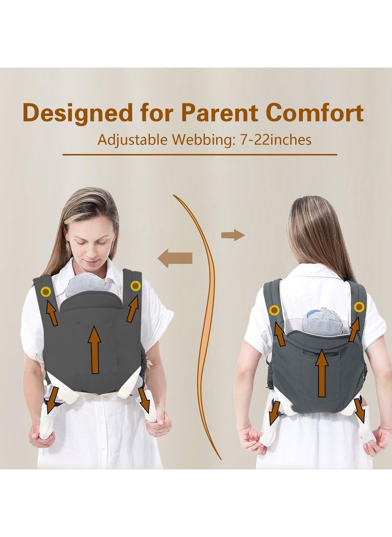 Baby Sling Carrier, Adjustable Breathable Baby Carrier from Newborn to Toddler, Infant Hip Seat Nursing Sling Wrap, Supports 7-45 Lbs, Grey