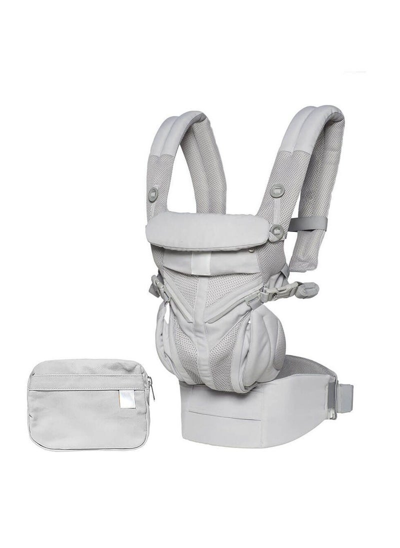 360 All Position Baby Carrier with Lumbar Support and Cool Air Mesh, Adjustable Hook and Loop, Classic Weave, Soft Fabric, Newborn to Toddler (7-45 lb), Grey