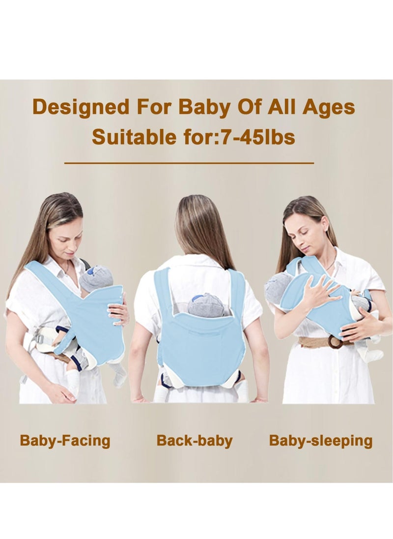 Baby Sling Carrier, Adjustable Breathable Carrier, Ergonomic Toddler Carrier, Infant Hip Seat Carrier, Suitable for Breastfeeding & On-The-Go (Blue)