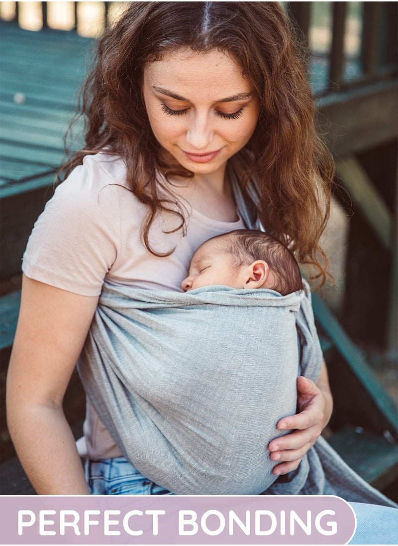 Cotton Muslin Baby Carrier Wrap, Ring Sling and Sling for Infants, Newborn and Toddler - Versatile Grey Front and Chest Carrier for Comfortable Babywearing.