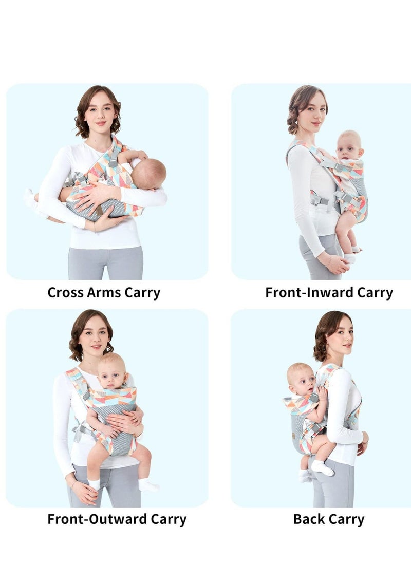 Newborn Baby Wrap Carrier, Adjustable Baby Carrier for Newborn to Toddler with Lumbar Support (7-45 Pounds) 3D Mesh Breathable Baby Holder Carrier for Toddler Infant