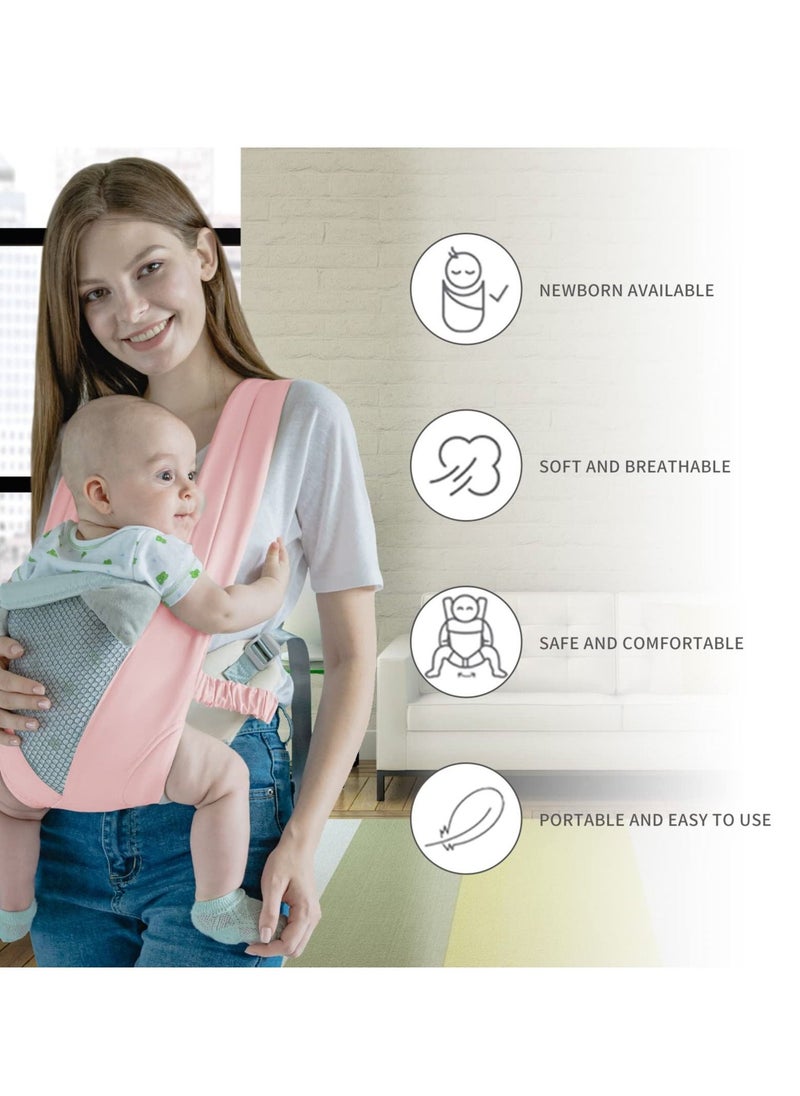 Baby Carrier, Multi-Functional 9 in 1 Baby Backpack Carrier, Shoulder Strap Grid Breathable Infant Sling for 3-36 Month Baby to Toddler Girl and Boy 7-40 lbs (Pink)