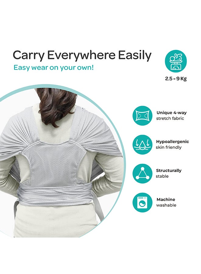 KaryGo Baby Sling Carrier-Light Grey Suitable From Birth