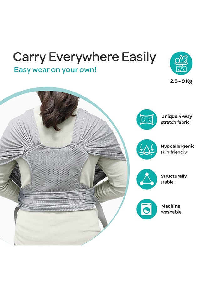 KaryGo Baby Sling Carrier-Mid Grey Suitable From Birth