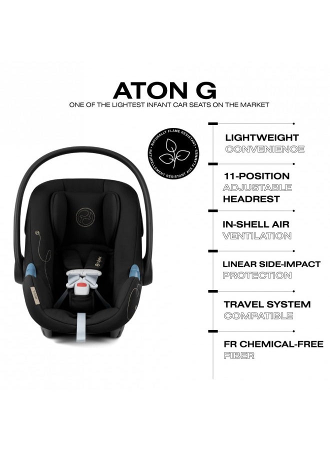 Aton G Infant Car Seat With Linear Side-Impact Protection, 11-Position Adjustable Headrest, In-Shell Ventilation, Easy-In Buckle And Secure Safelock Base, Moon Black