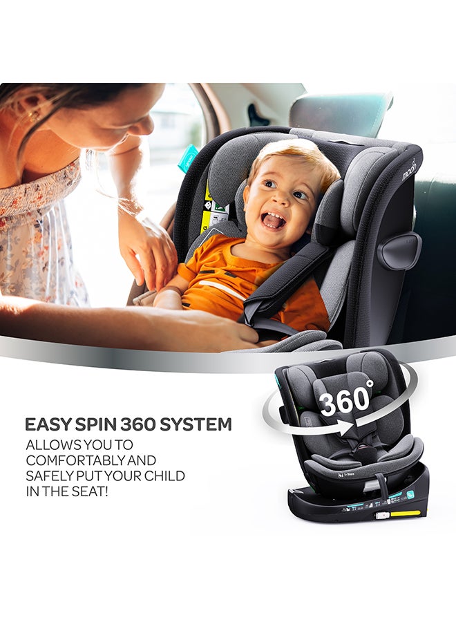 Gyro Pro I-Size 360° Rotating Car Seat W/ Isofix For 40-150Cm (Group 0+,1,2,3) 0M To 12Yr - Grey