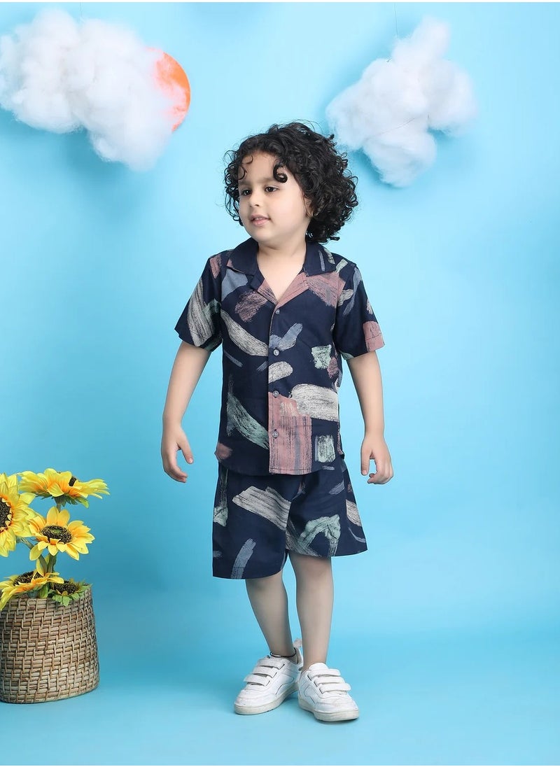 Polka Tots Half Sleeves Co-ord Set - Navy (6M - 12M)