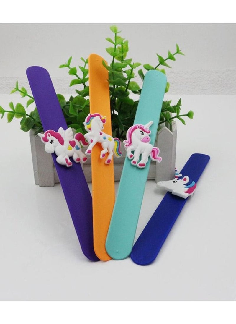 6 Pcs Unicorn Slap Bracelet Silicone Wristbands Unicorn Party Supplies (Random Colors) for Kids