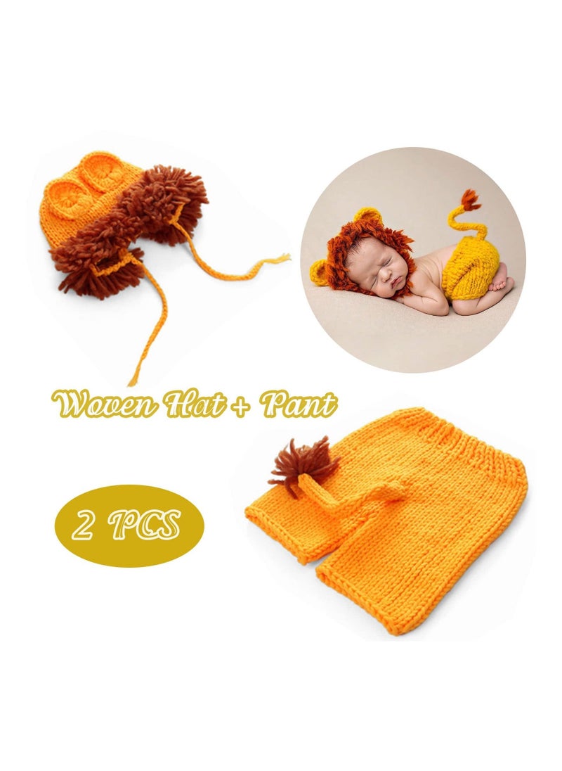 Newborn Baby Photography Outfits Props Clothes Hand made Photoshoot Lion Crochet Outfits Costume Set for Baby Boys Girls Toddler Infant