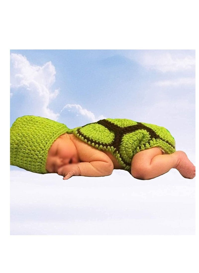 Newborn Baby Photo Prop, Boy Girl Clothes Knitted Crochet Photography Prop Cute Handmade Turtle Costume Unisex Set Newborn Crochet Photoshoot Outfits Accessory for Baby Boys Girls 0-6 Months