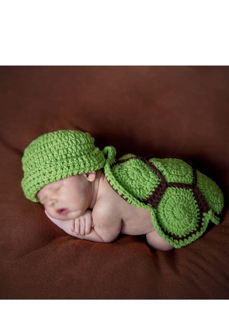 Newborn Baby Photo Prop, Boy Girl Clothes Knitted Crochet Photography Prop Cute Handmade Turtle Costume Unisex Set Newborn Crochet Photoshoot Outfits Accessory for Baby Boys Girls 0-6 Months