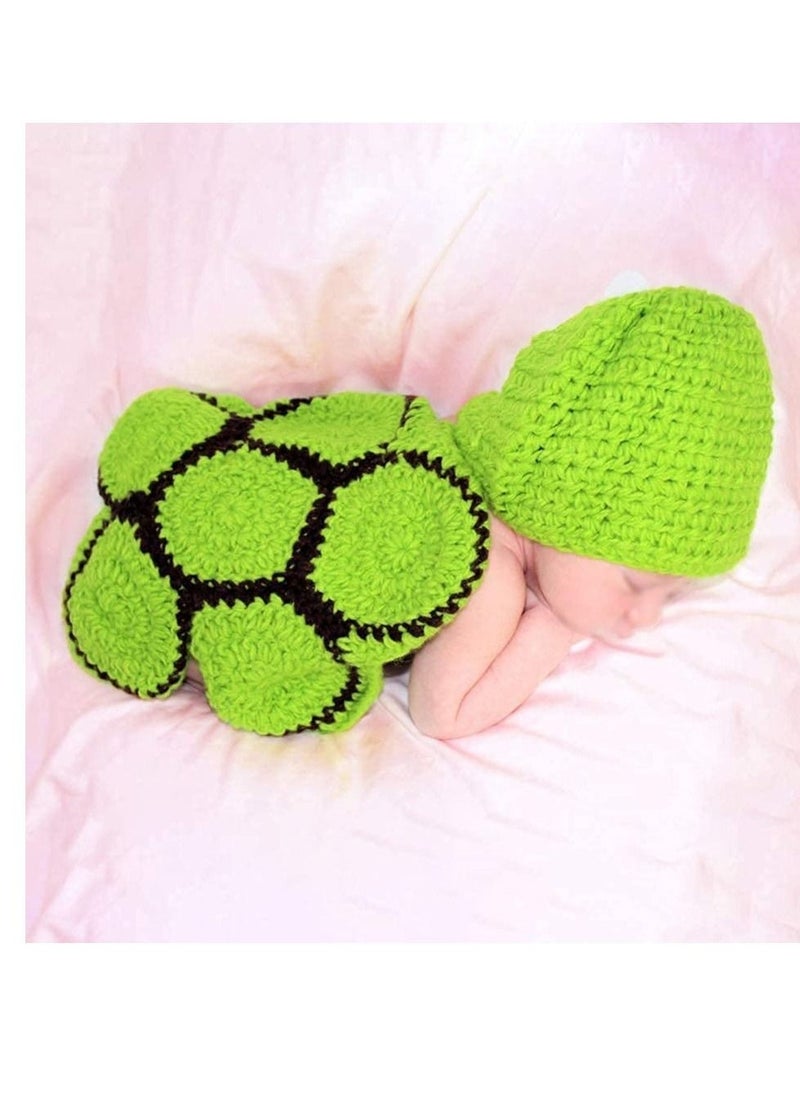 Newborn Baby Photo Prop, Boy Girl Clothes Knitted Crochet Photography Prop Cute Handmade Turtle Costume Unisex Set Newborn Crochet Photoshoot Outfits Accessory for Baby Boys Girls 0-6 Months