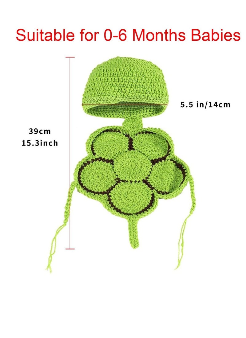 Newborn Baby Photo Prop, Boy Girl Clothes Knitted Crochet Photography Prop Cute Handmade Turtle Costume Unisex Set Newborn Crochet Photoshoot Outfits Accessory for Baby Boys Girls 0-6 Months