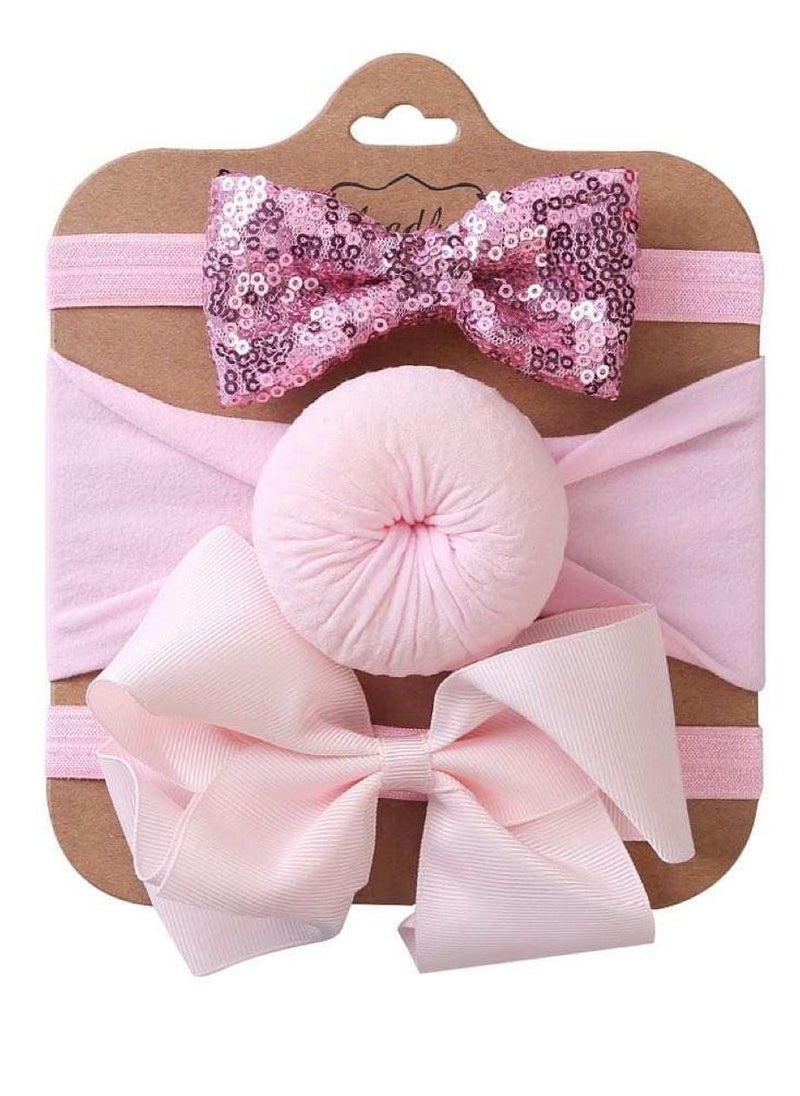 The Girl Cap Elastic Baby Headbands Stretchable Nylon Assorted Hairbands Hair Accessories for Baby - Pink