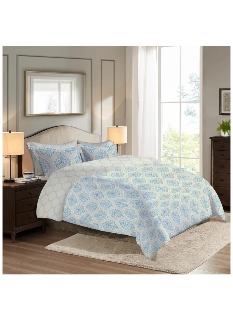 VARESSA  SATUNA  100% COTTON PRINTED  KING DUVET COVER (4PCS)