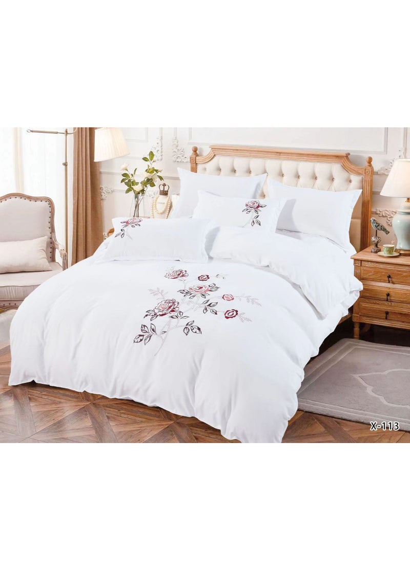 MMM HOME Embroidered 6pcs Super King/King/Single size High Cotton Hotel Master Quality Bedding Set Duvet Cover/Bedsheet/Pillow covers set