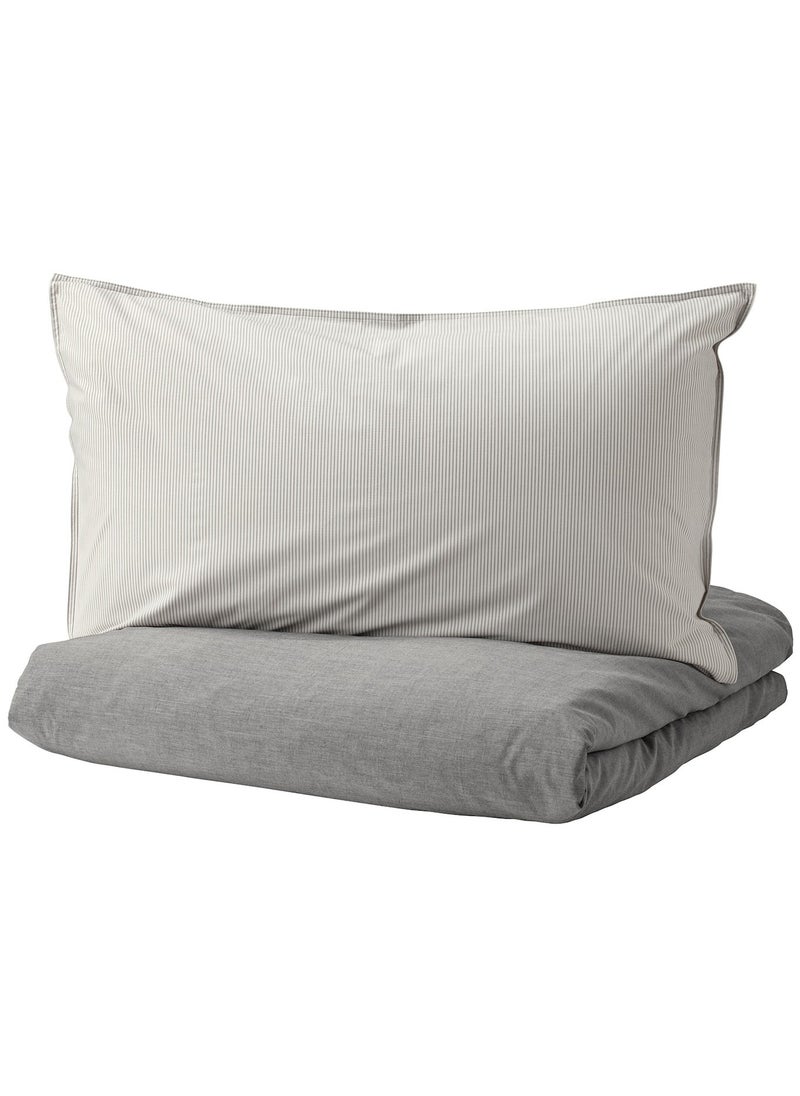 Blavinda Duvet Cover And 2 Pillowcases Grey 240X220/50X80 Cm