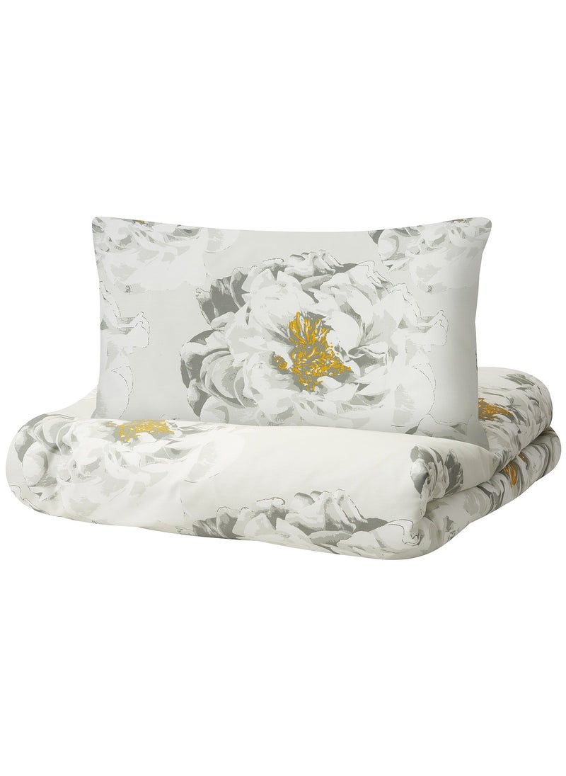 Mattfibbla Duvet Cover And Pillowcase White Yellow Flower 150X200/50X80 Cm