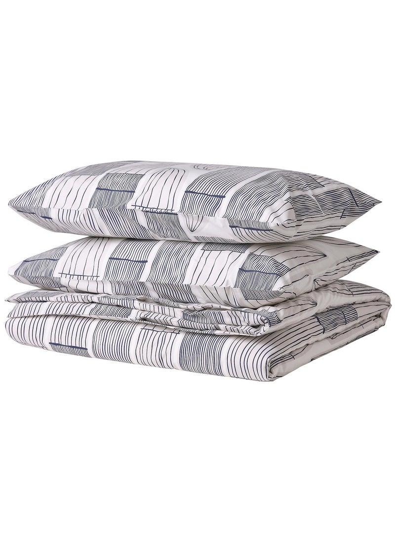 Bergkorsoert Duvet Cover And 2 Pillowcases White Grey 240X220/50X80 Cm