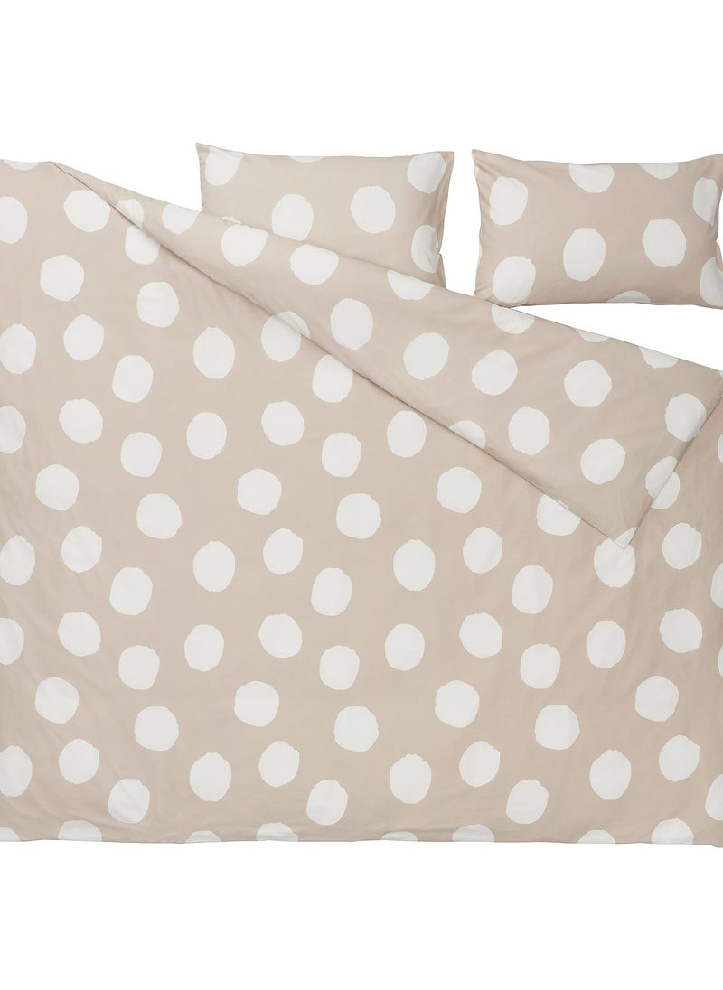 Klynnetag Duvet Cover And 2 Pillowcases Beige White Dotted 240X220/50X80 Cm