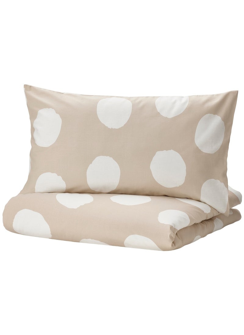 Klynnetag Duvet Cover And 2 Pillowcases Beige White Dotted 240X220/50X80 Cm