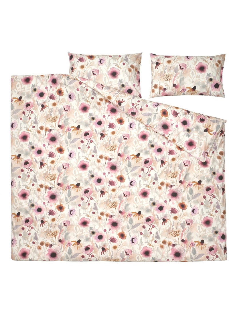 Loennhoestmal Duvet Cover And 2 Pillowcases Multicolour Floral Pattern 240X220/50X80 Cm