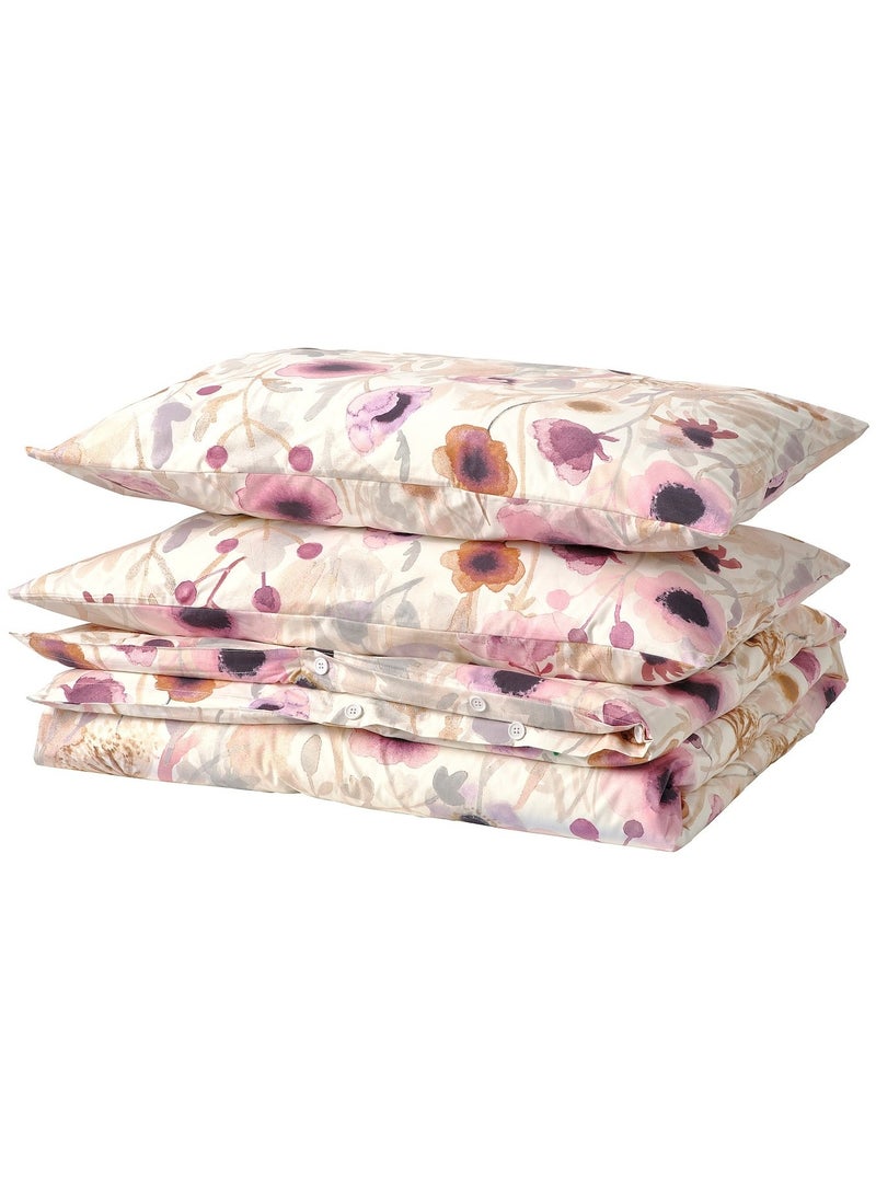 Loennhoestmal Duvet Cover And 2 Pillowcases Multicolour Floral Pattern 240X220/50X80 Cm