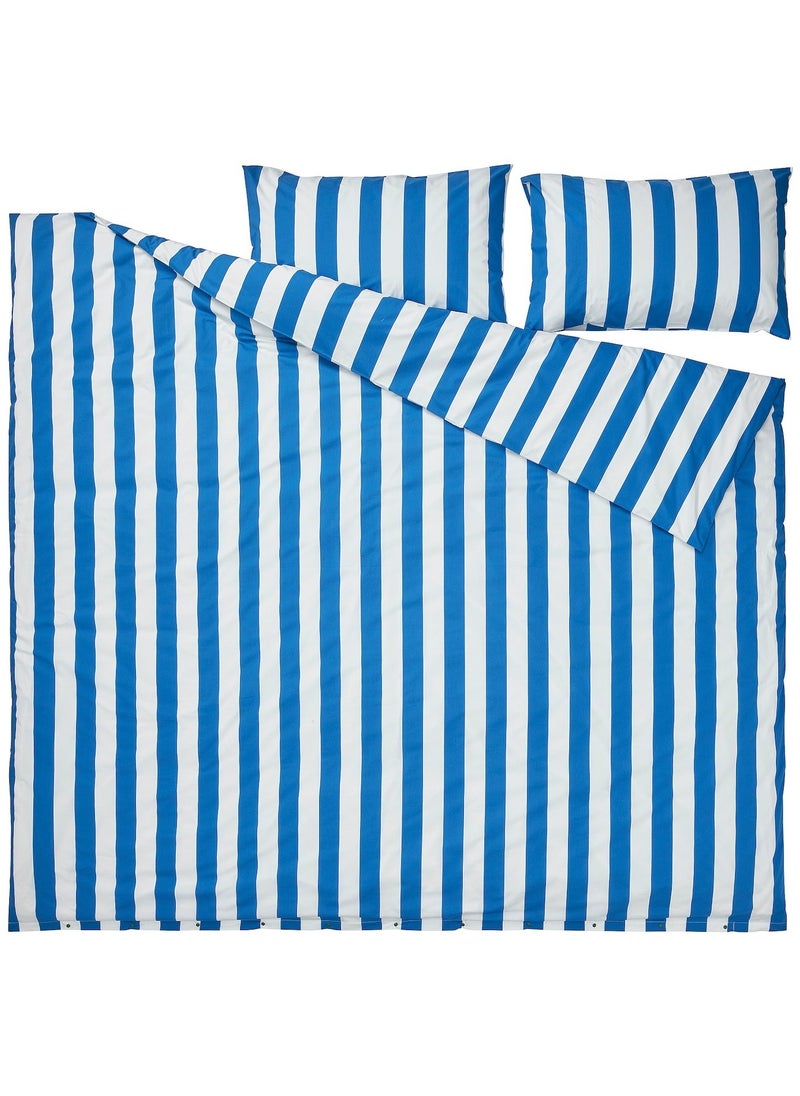 Slanhoestmal Duvet Cover And 2 Pillowcases Blue White Striped 240X220/50X80 Cm