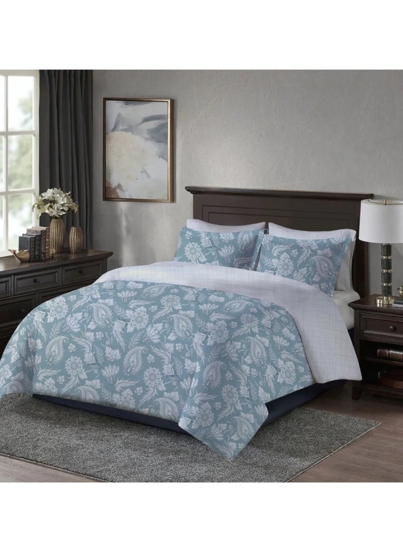 VARESSA  AIGUABLAVA 100% COTTON PRINTED  KING DUVET COVER (4PCS)