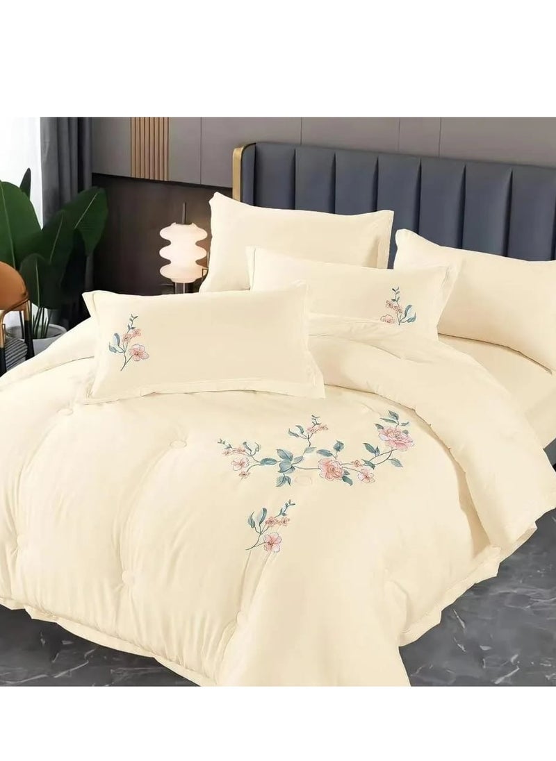 MMM HOME Embroidered 6pcs Super King/King/Single size High Cotton Hotel Master Quality Bedding Set Duvet Cover/Bedsheet/Pillow covers set