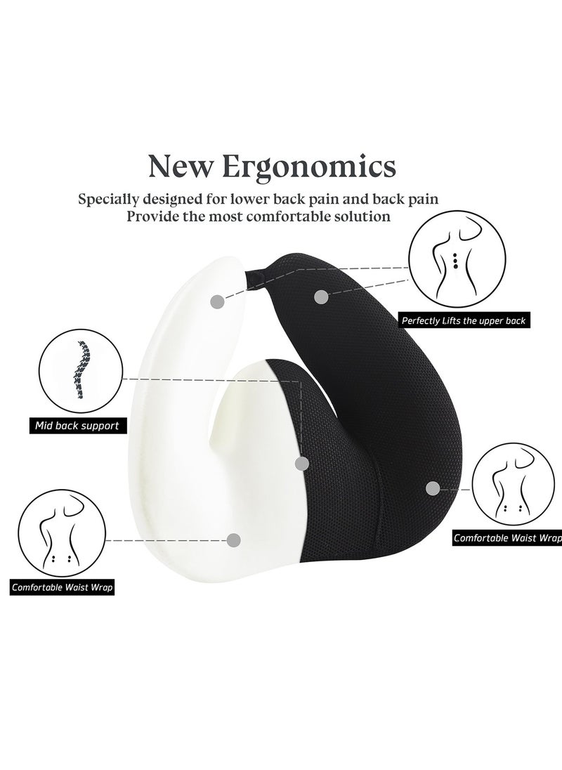 Ergonomic Lumbar Support Pillow for Car and Office Chairs, Ideal Back Support Cushion for Drivers and Office Workers, Suitable for Men and Women