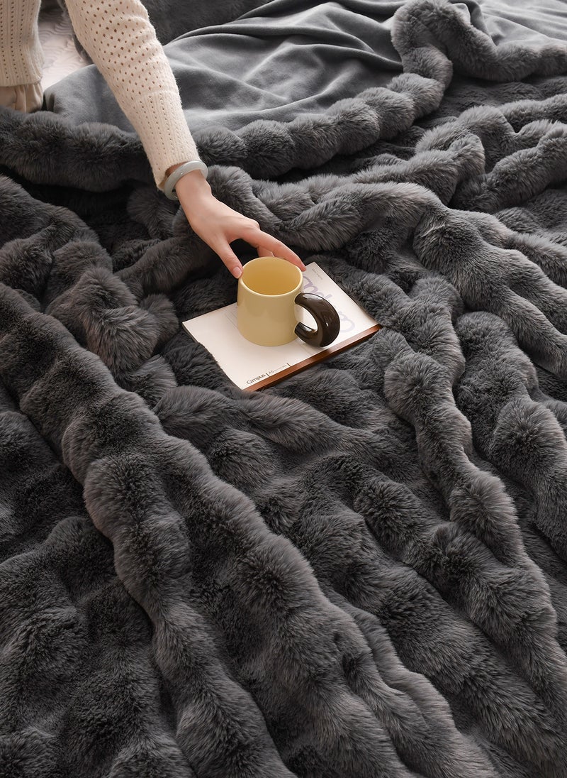 Winter Blanket,Thickened Double-Sided Plush Blanket,Bedroom Throw Blanket,Soft Warm Rabbit Fleece Throw Blanket