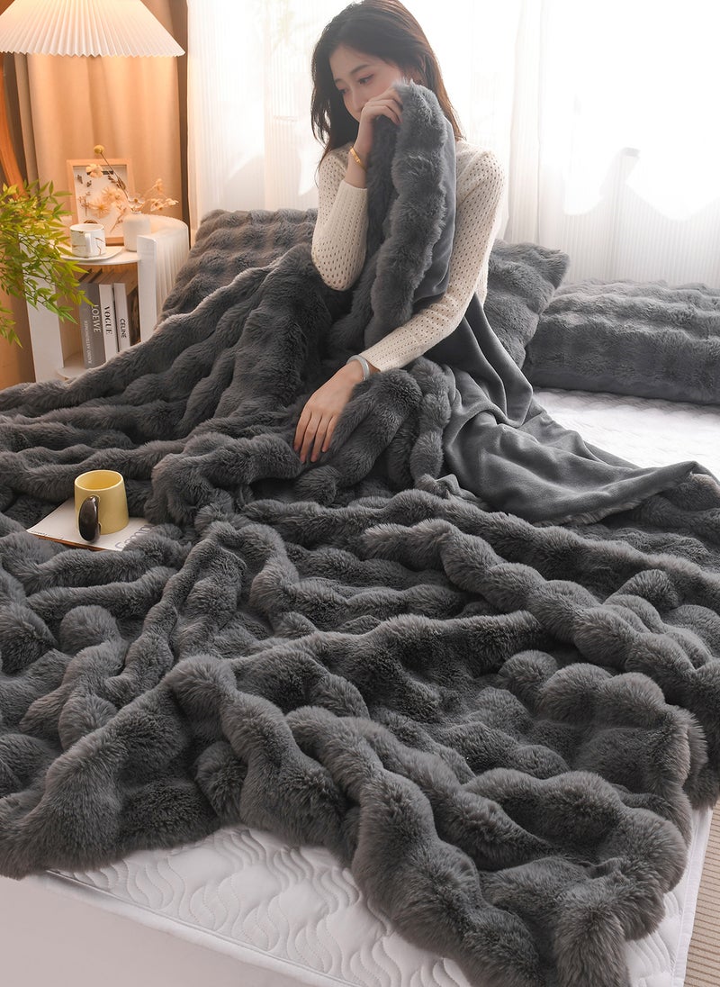 Winter Blanket,Thickened Double-Sided Plush Blanket,Bedroom Throw Blanket,Soft Warm Rabbit Fleece Throw Blanket