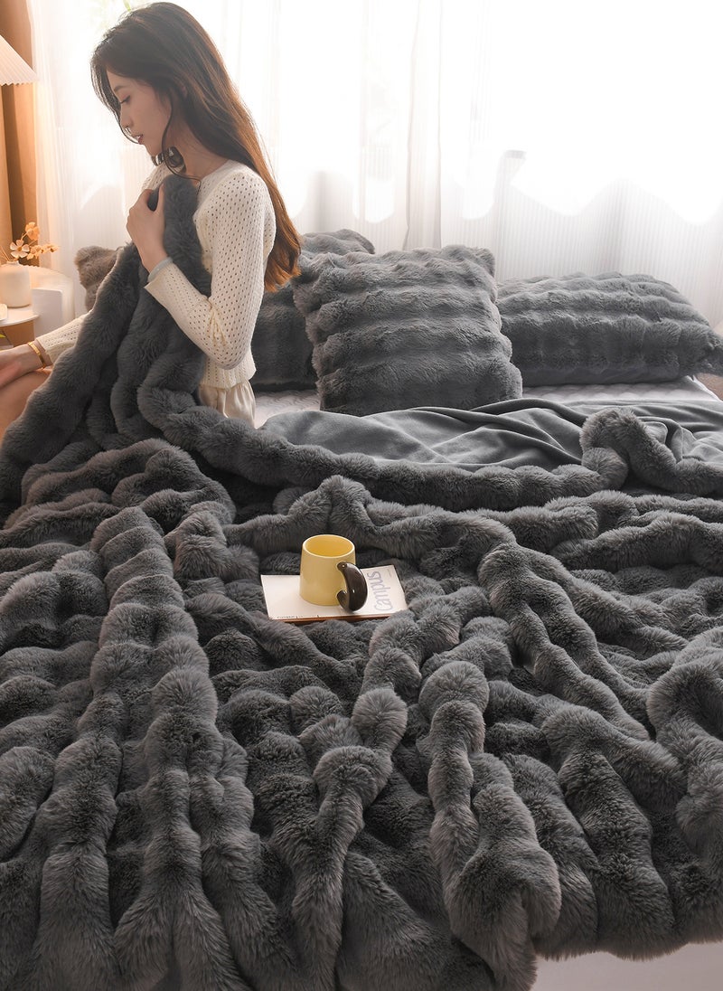 Winter Blanket,Thickened Double-Sided Plush Blanket,Bedroom Throw Blanket,Soft Warm Rabbit Fleece Throw Blanket