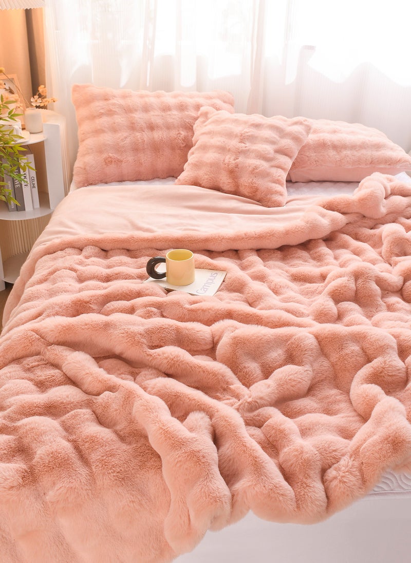 Winter Blanket,Thickened Double-Sided Plush Blanket,Bedroom Throw Blanket,Soft Warm Rabbit Fleece Throw Blanket