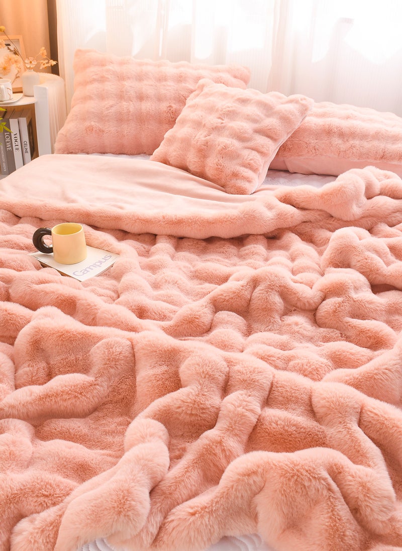 Winter Blanket,Thickened Double-Sided Plush Blanket,Bedroom Throw Blanket,Soft Warm Rabbit Fleece Throw Blanket