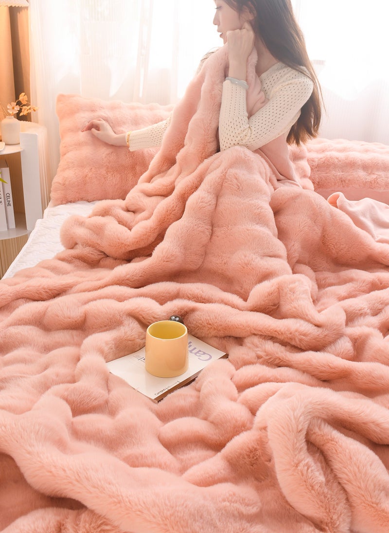 Winter Blanket,Thickened Double-Sided Plush Blanket,Bedroom Throw Blanket,Soft Warm Rabbit Fleece Throw Blanket