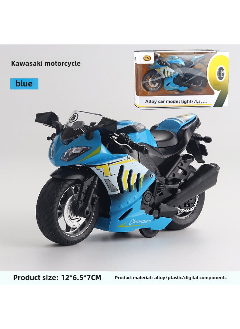 1:12 Scale Harley Alloy Motorcycle Model Toy with Lights  Sound2040-Kawasaki Motorcycle-Box-Blue 2040-Kawasaki Motorcycle-Box-Blue